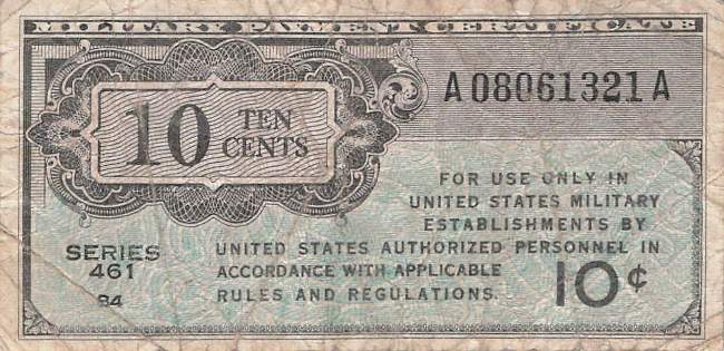 USA MPC Series 461 p.M2 10 Cents 1946 vg